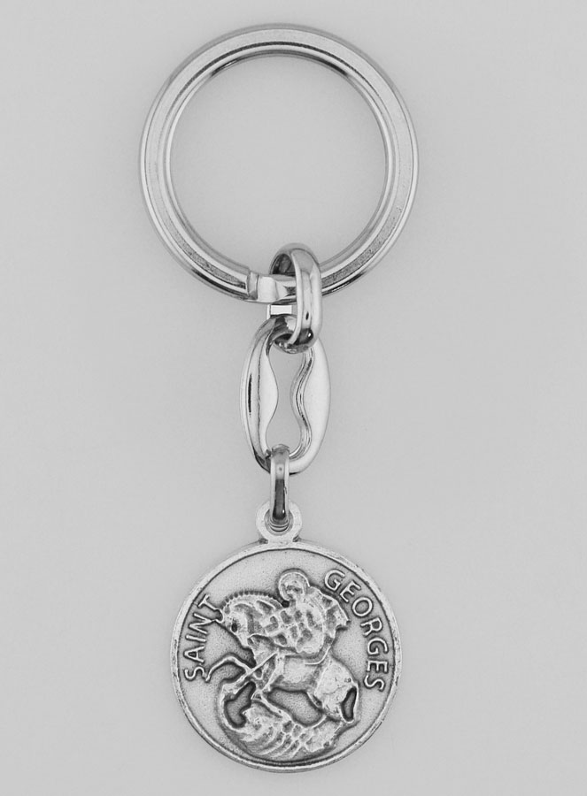Porte-Clés de Saint Georges Argenté avec Prière (pic 1)