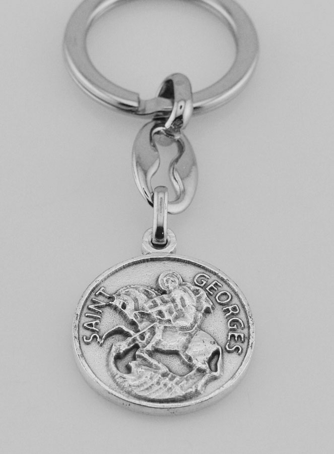 Porte-Clés de Saint Georges Argenté avec Prière (pic 2)