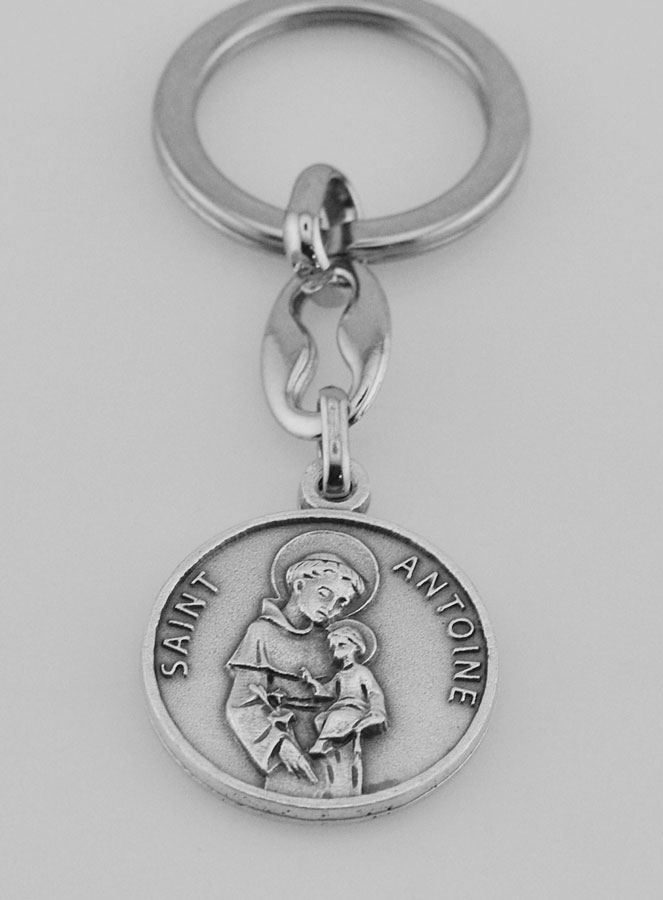 Porte-Clés de Saint Antoine Argenté avec Prière (pic 2)