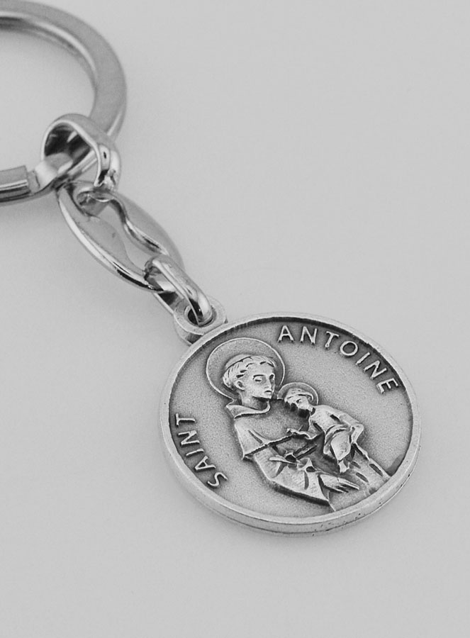 Porte-Clés de Saint Antoine Argenté avec Prière (pic 3)
