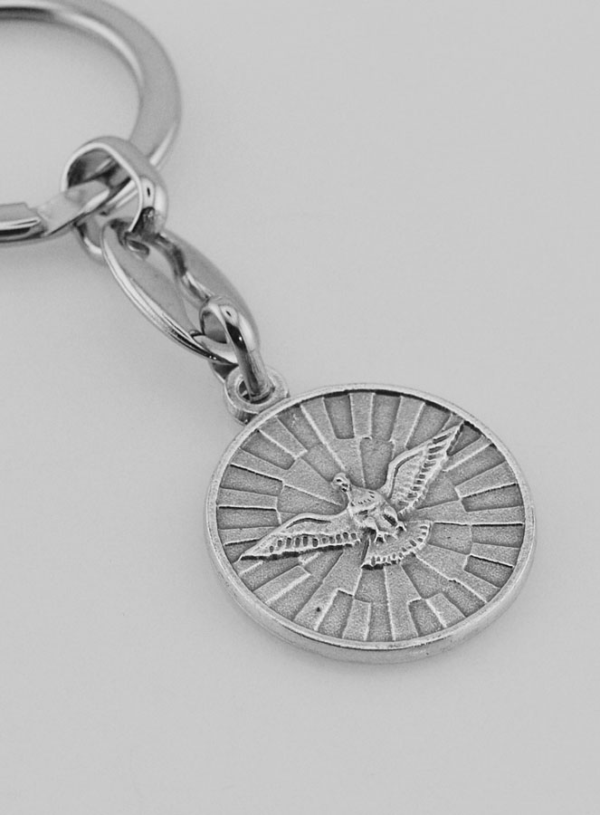 Porte-Clés du Saint Esprit Argenté avec Prière (pic 3)