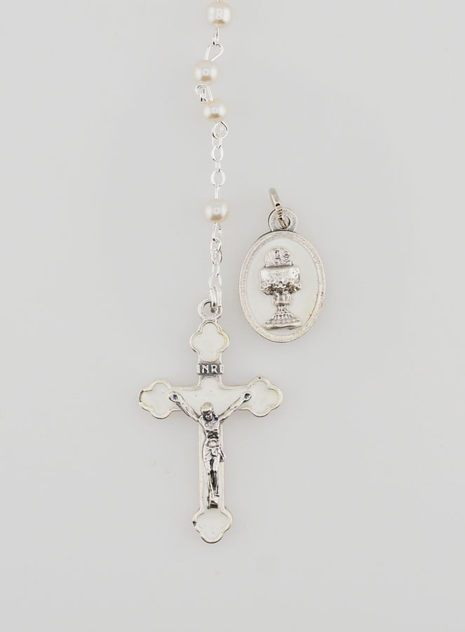 Chapelet en Perles de Première Communion Argenté + Médaille de Communion (pic 3)