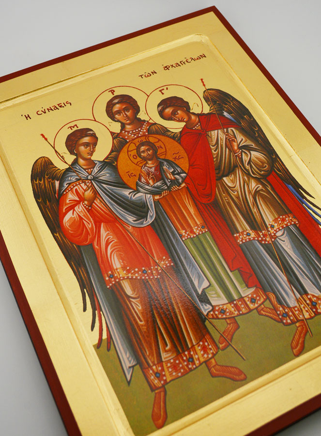 Icône Byzantine des Saints Archanges de Dieu - 30 cm (pic 2)