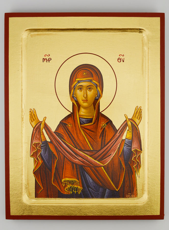 Icône Byzantine Notre Dame Vierge de Protection - 22 cm (pic 1)