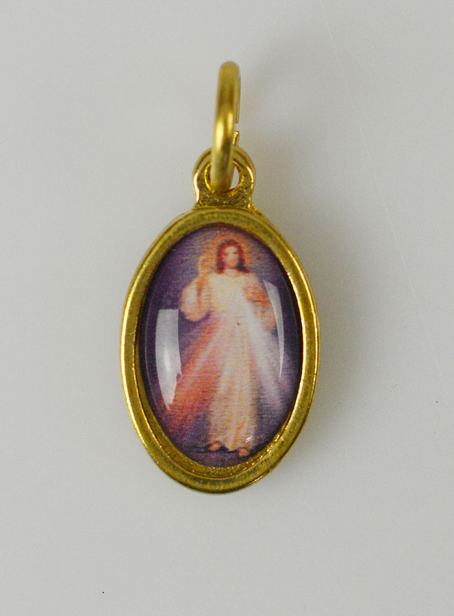 Médaille Christ Miséricordieux Divine Miséricorde Dorée - 14 mm (pic 1)