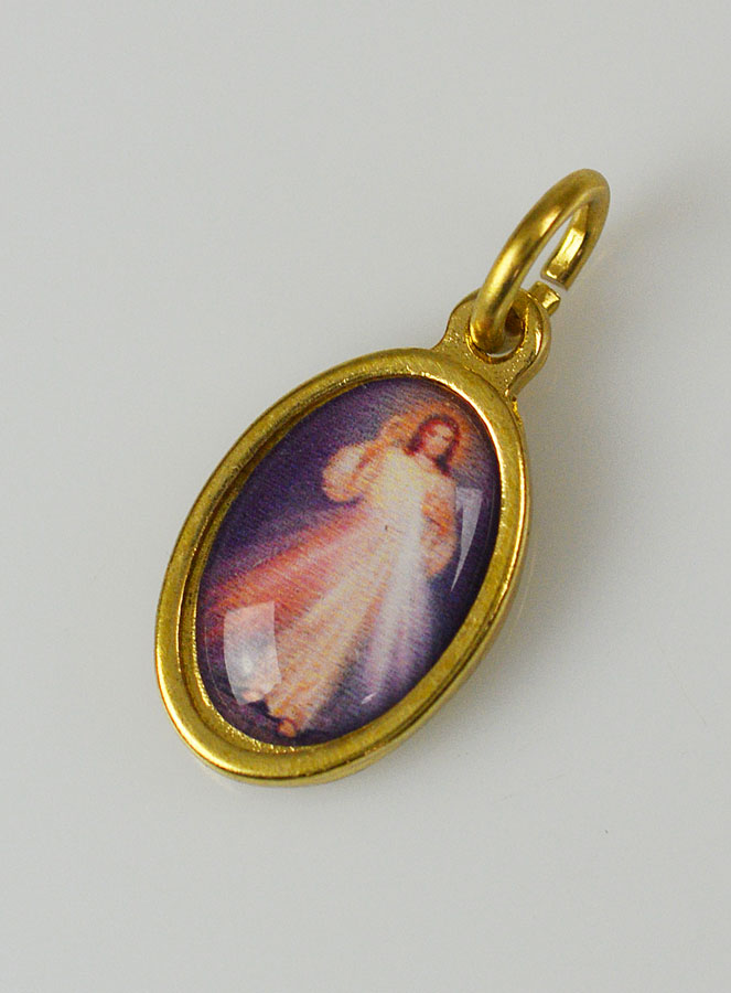 Médaille Christ Miséricordieux Divine Miséricorde Dorée - 14 mm (pic 2)
