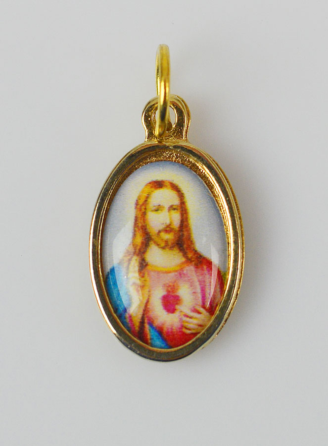 Médaille Sacré-Coeur de Jésus Dorée - 14 mm (pic 1)