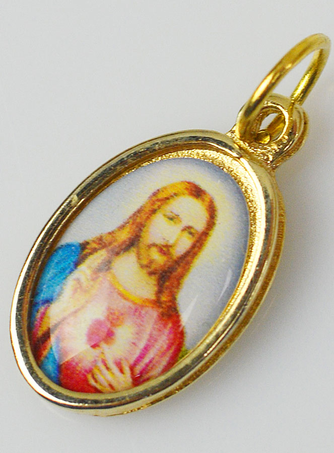 Médaille Sacré-Coeur de Jésus Dorée - 14 mm (pic 3)