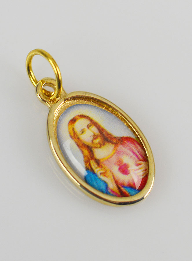 Médaille Sacré-Coeur de Jésus Dorée - 14 mm (pic 4)