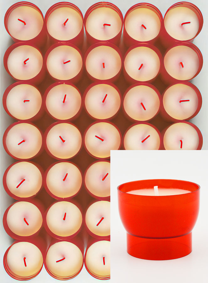 48 Bougies d'Église - Veilleuses Rouges - 6h (pic 1)