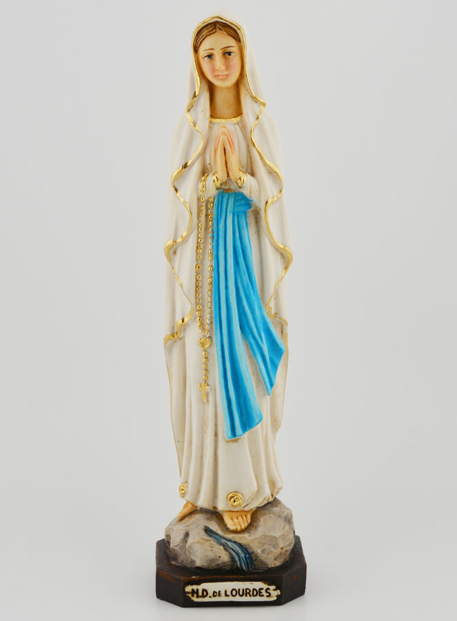 Statue Vierge Marie de Lourdes Polychromée Peinte Main - 20cm (pic 1)