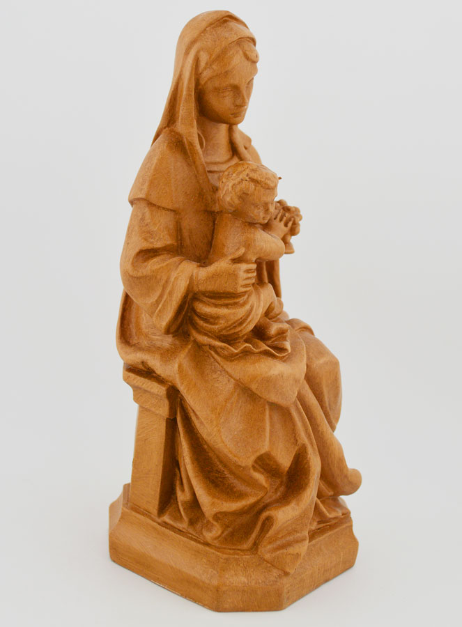 Statue Vierge Marie à l'Enfant Jésus aux Raisins - Ton Bois - 18 cm (pic 3)