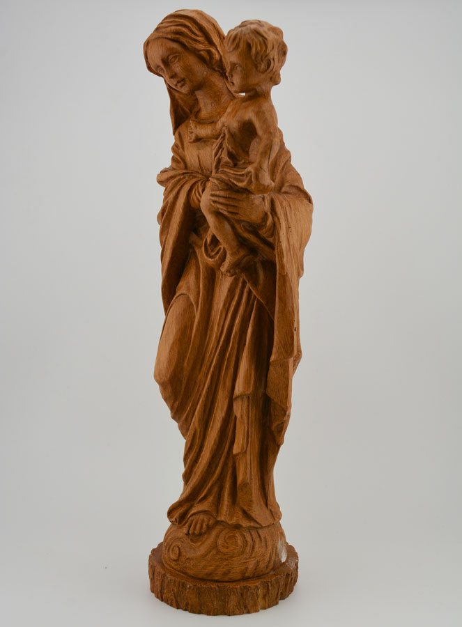 Statue Sainte Vierge Marie à l'Enfant Jésus - Ton Bois - 30 cm (pic 2)