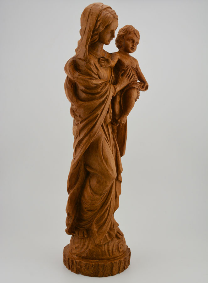 Statue Sainte Vierge Marie à l'Enfant Jésus - Ton Bois - 30 cm (pic 3)