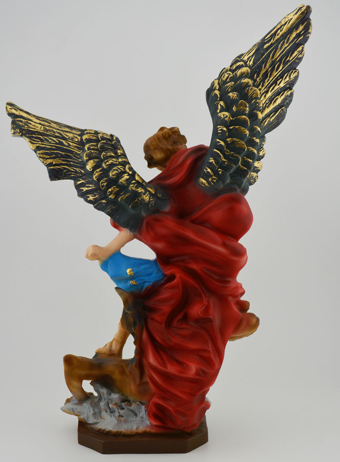 Statue Saint Michel Archange Polychromée Peinte Main - 30 cm (pic 4)