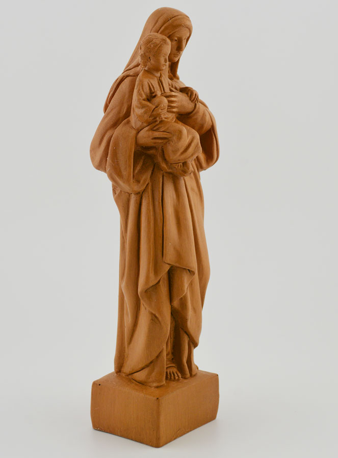 Statue Sainte Vierge Marie à l'Enfant Jésus - Ton Bois - 16 cm (pic 3)