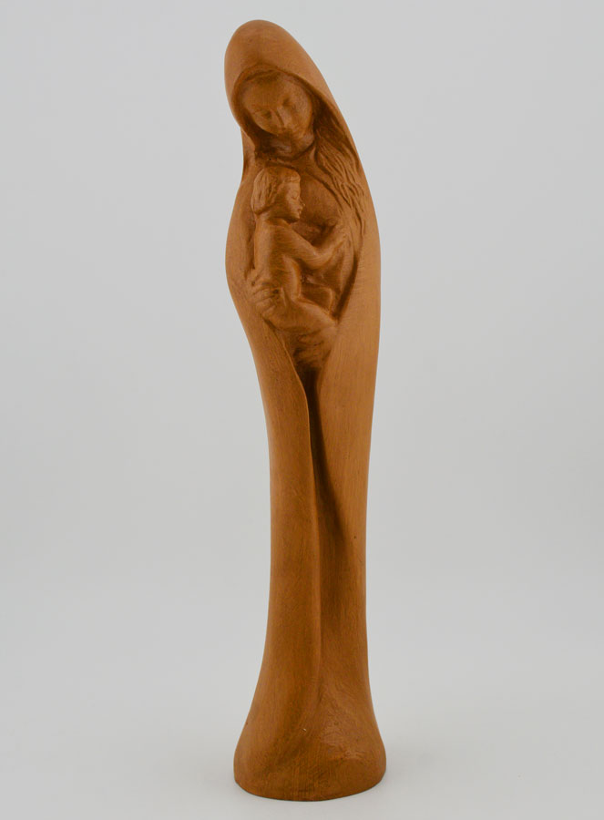Statue Sainte Vierge Marie à l'Enfant Jésus - Ton Bois - 22 cm (pic 1)