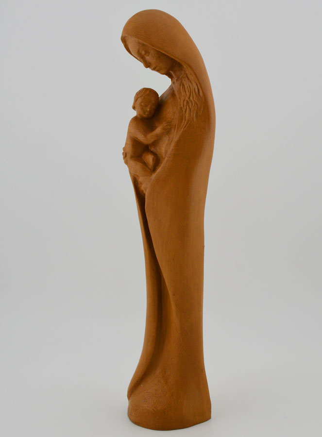 Statue Sainte Vierge Marie à l'Enfant Jésus - Ton Bois - 22 cm (pic 2)