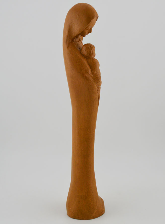 Statue Sainte Vierge Marie à l'Enfant Jésus - Ton Bois - 22 cm (pic 3)