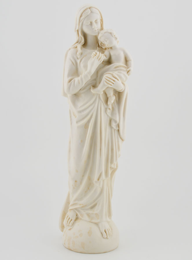 Statue Notre Dame de Tendresse à l'Enfant Jésus - Ton Ivoire - 20 cm (pic 1)
