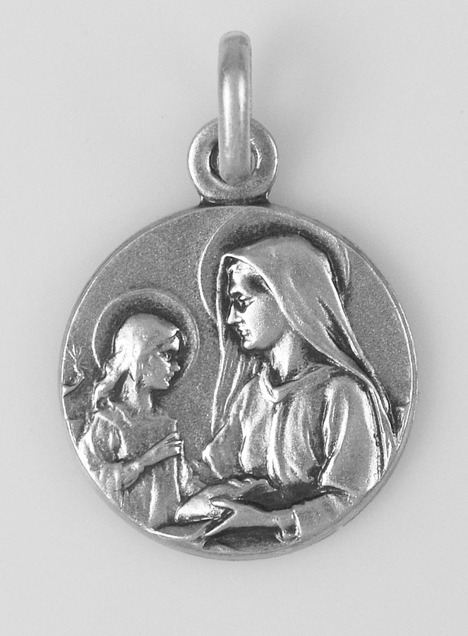 Médaille Sainte Anne et la Vierge Marie en Argent Massif - 17 mm (pic 1)