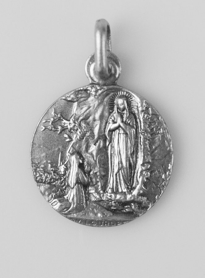 Médaille Notre Dame de Lourdes en Argent Massif - 17 mm (pic 1)
