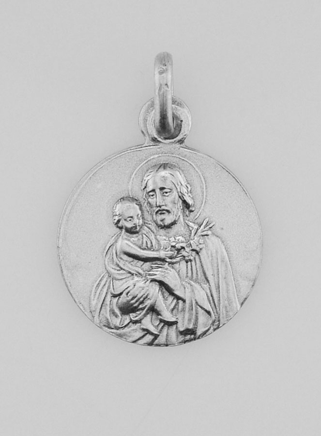 Médaille Saint Joseph à l'Enfant Jésus en Argent Massif - 19 mm (pic 1)