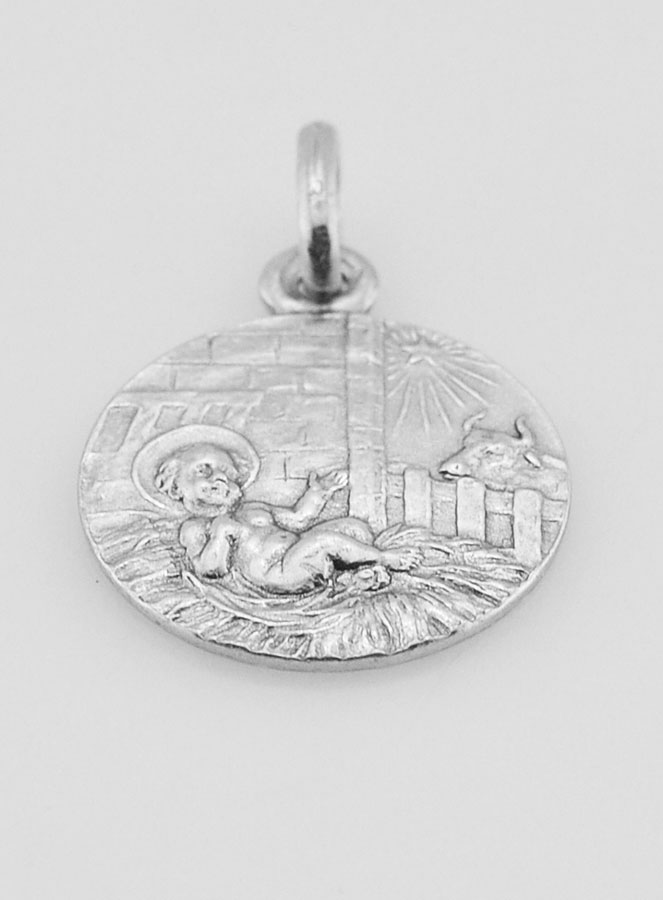 Médaille La Nativité de Jésus en Argent Massif - 17 mm (pic 2)