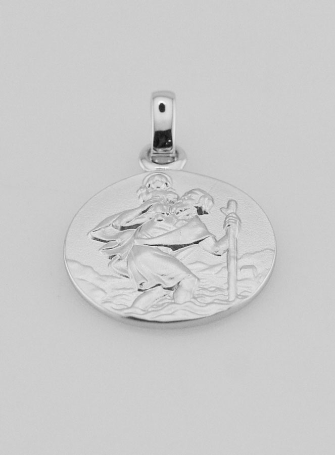 Médaille Saint Christophe en Argent Massif - 17 mm (pic 2)