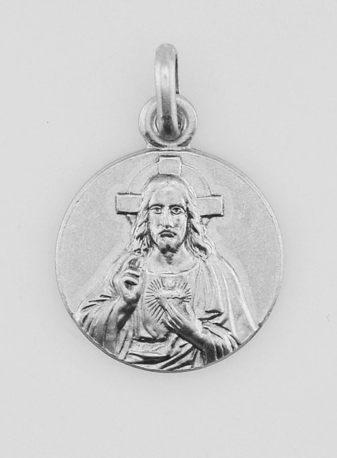 Médaille Sacré Coeur de Jésus-Christ en Argent Massif - 17 mm (pic 1)