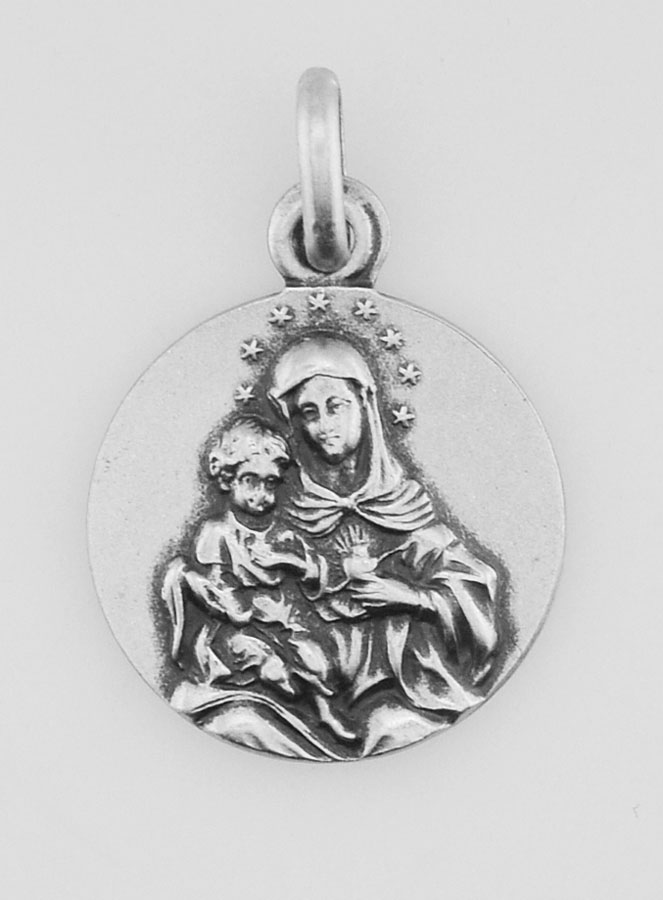 Médaille Sacré Coeur de Marie en Argent Massif - 17 mm (pic 1)