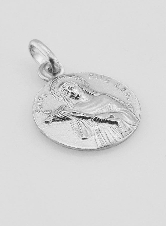 Médaille Sainte Rita en Argent Massif - 17 mm (pic 3)