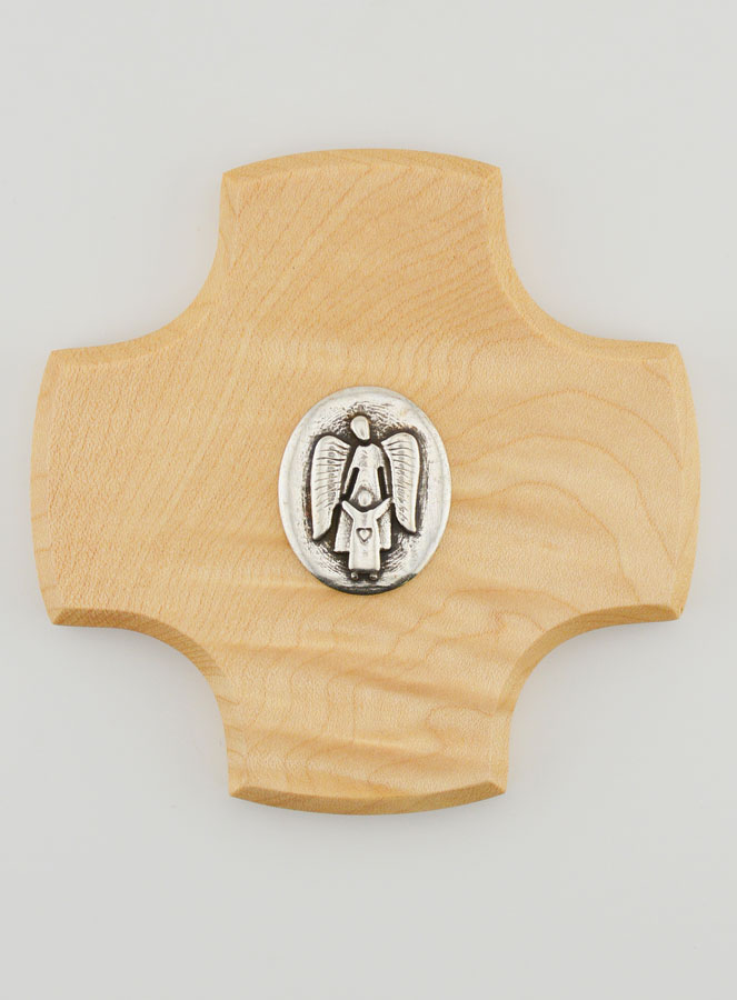 Croix Enfant en Bois d'Erable - Mon Ange Protecteur (pic 1)