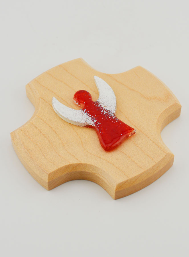 Croix Enfant en Bois d'Erable - Mon Ange Protecteur en Verre (pic 3)