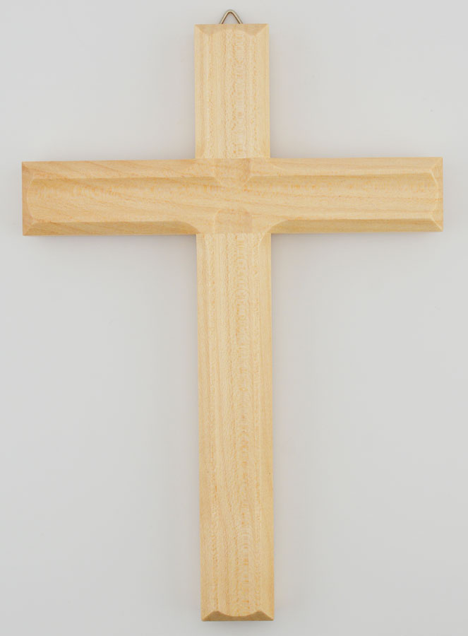 Croix en Bois Blanc Artisanale et Sculptée - 17 cm (pic 1)