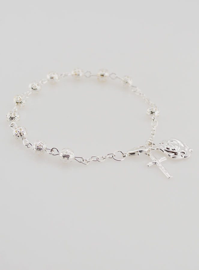 Bracelet Chapelet Dizainier en Perles d'Argent 6 mm (pic 3)