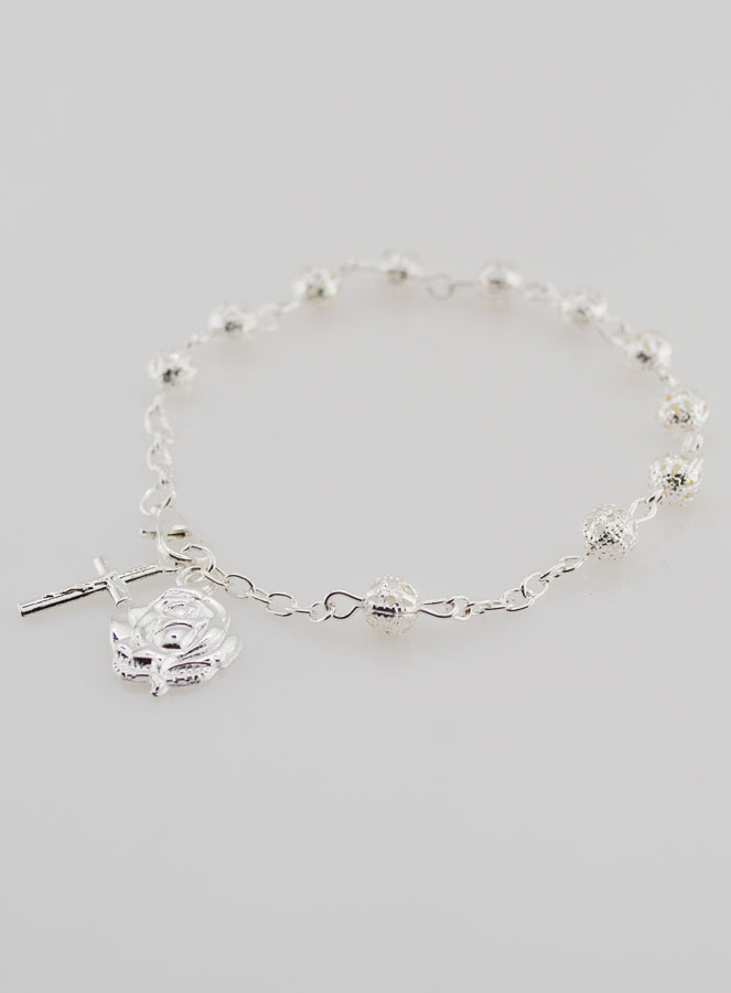 Bracelet Chapelet Dizainier en Perles d'Argent 6 mm (pic 4)