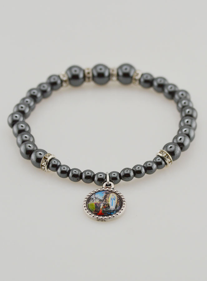 Bracelet Dizainier en Perles d'Hématite et Cristal Noir (pic 2)