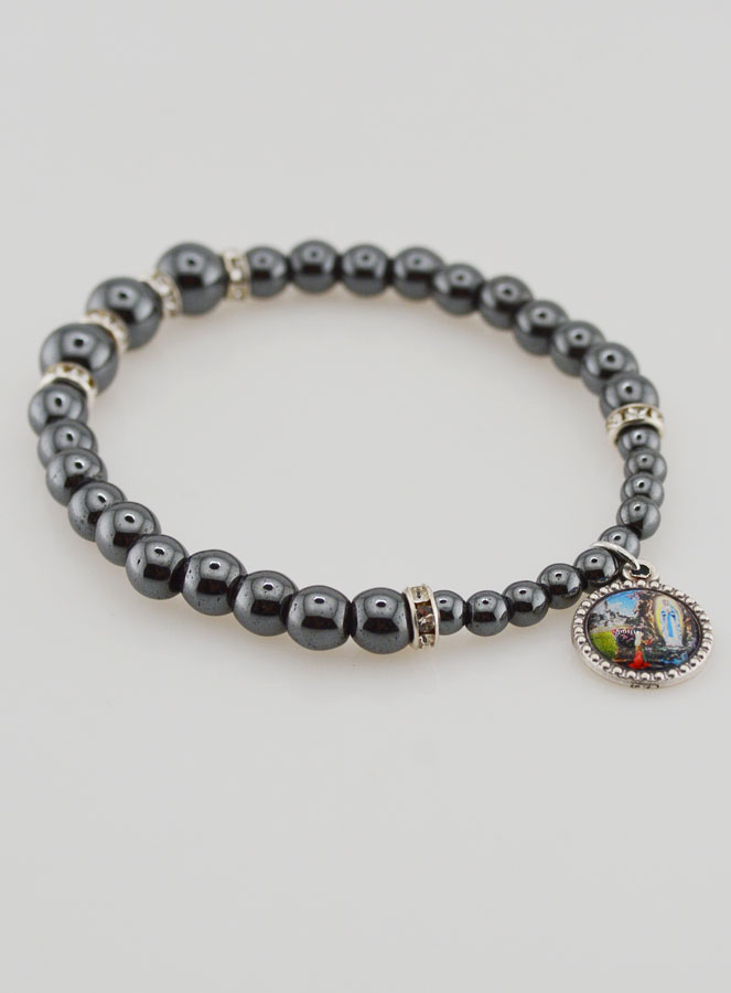 Bracelet Dizainier en Perles d'Hématite et Cristal Noir (pic 3)