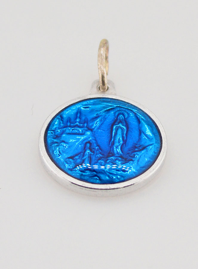 Médaille Notre Dame de Lourdes - Bleue 15 mm (pic 2)