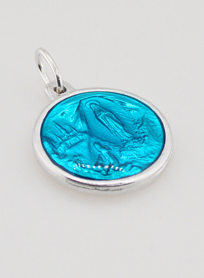 Médaille Notre Dame de Lourdes - Bleu de Lourdes 15 mm (pic 3)