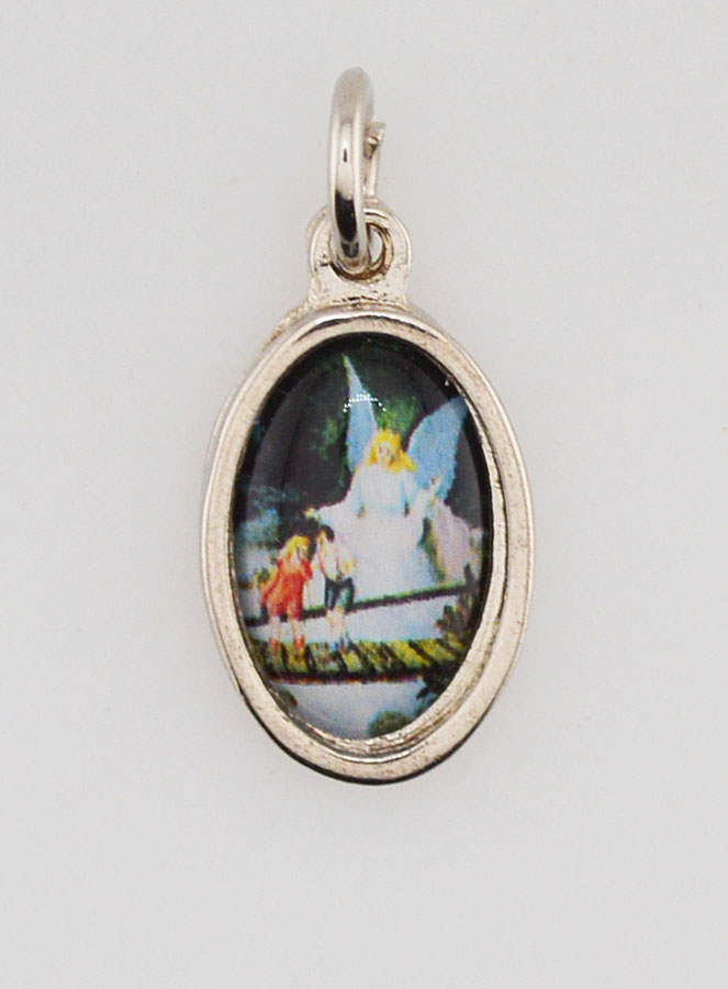 Médaille Ange Gardien Protecteur Argentée - 14 mm (pic 1)