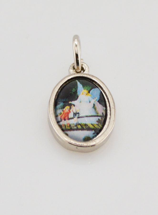 Médaille Ange Gardien Protecteur Argentée - 14 mm (pic 2)