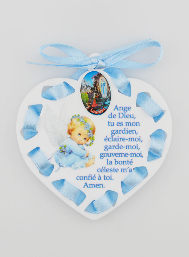 Icône Ange-Gardien Bleue - Cadeau de Baptême Garçon - 7 cm (pic 1)