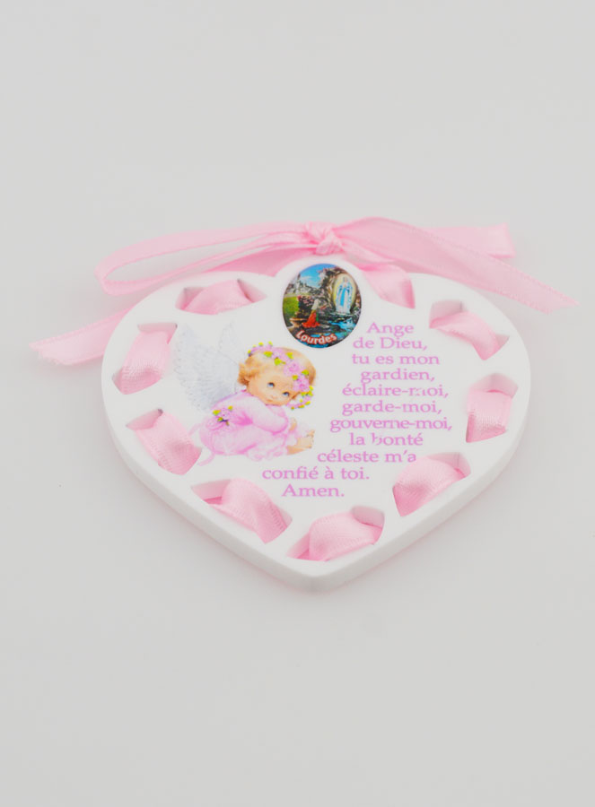 Icône Ange-Gardien Rose - Cadeau de Baptême Fille - 7 cm (pic 2)