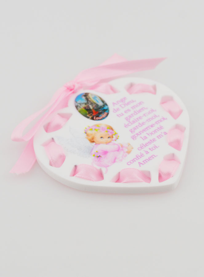 Icône Ange-Gardien Rose - Cadeau de Baptême Fille - 7 cm (pic 3)