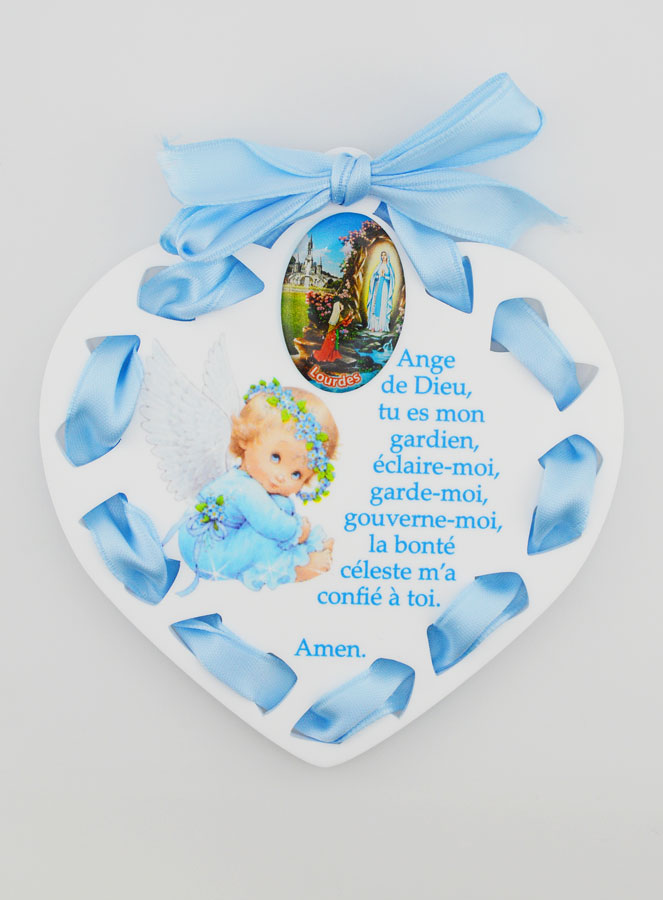 Icône Ange-Gardien Bleue - Cadeau de Baptême Garçon - 11 cm (pic 1)