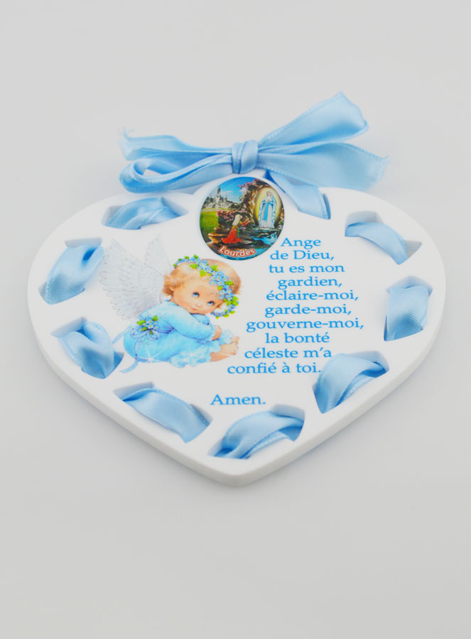 Icône Ange-Gardien Bleue - Cadeau de Baptême Garçon - 11 cm (pic 2)