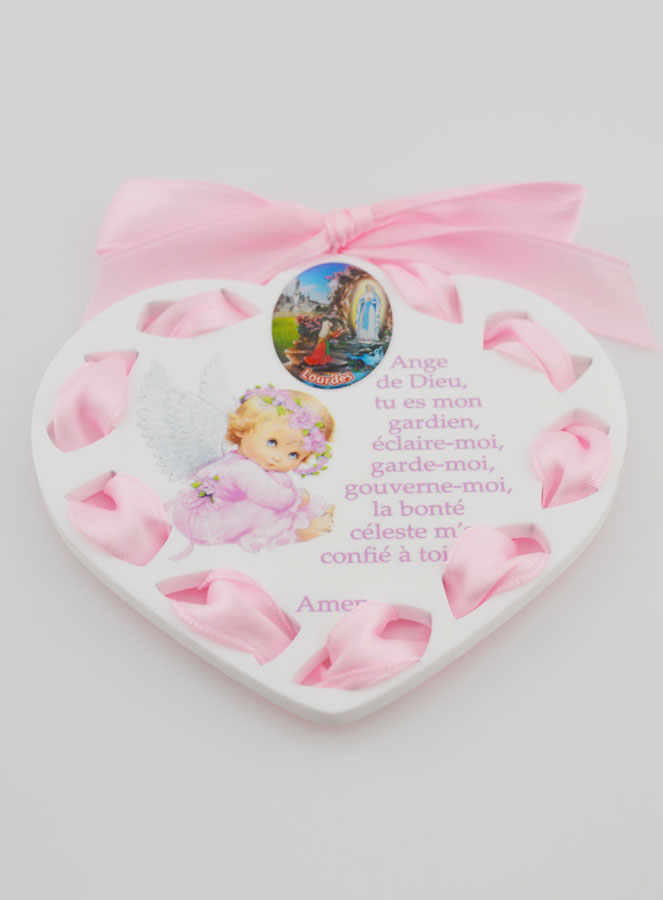 Icône Ange-Gardien Rose - Cadeau de Baptême Fille - 11 cm (pic 2)