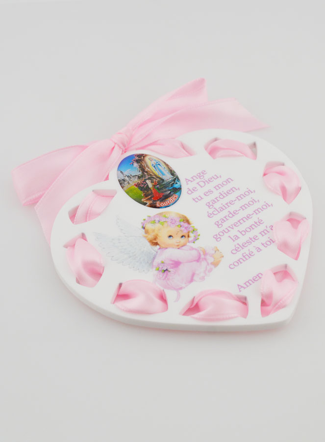 Icône Ange-Gardien Rose - Cadeau de Baptême Fille - 11 cm (pic 3)